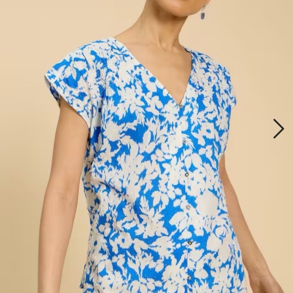 White stuff Rae Organic Cotton Vest in Blue Multi